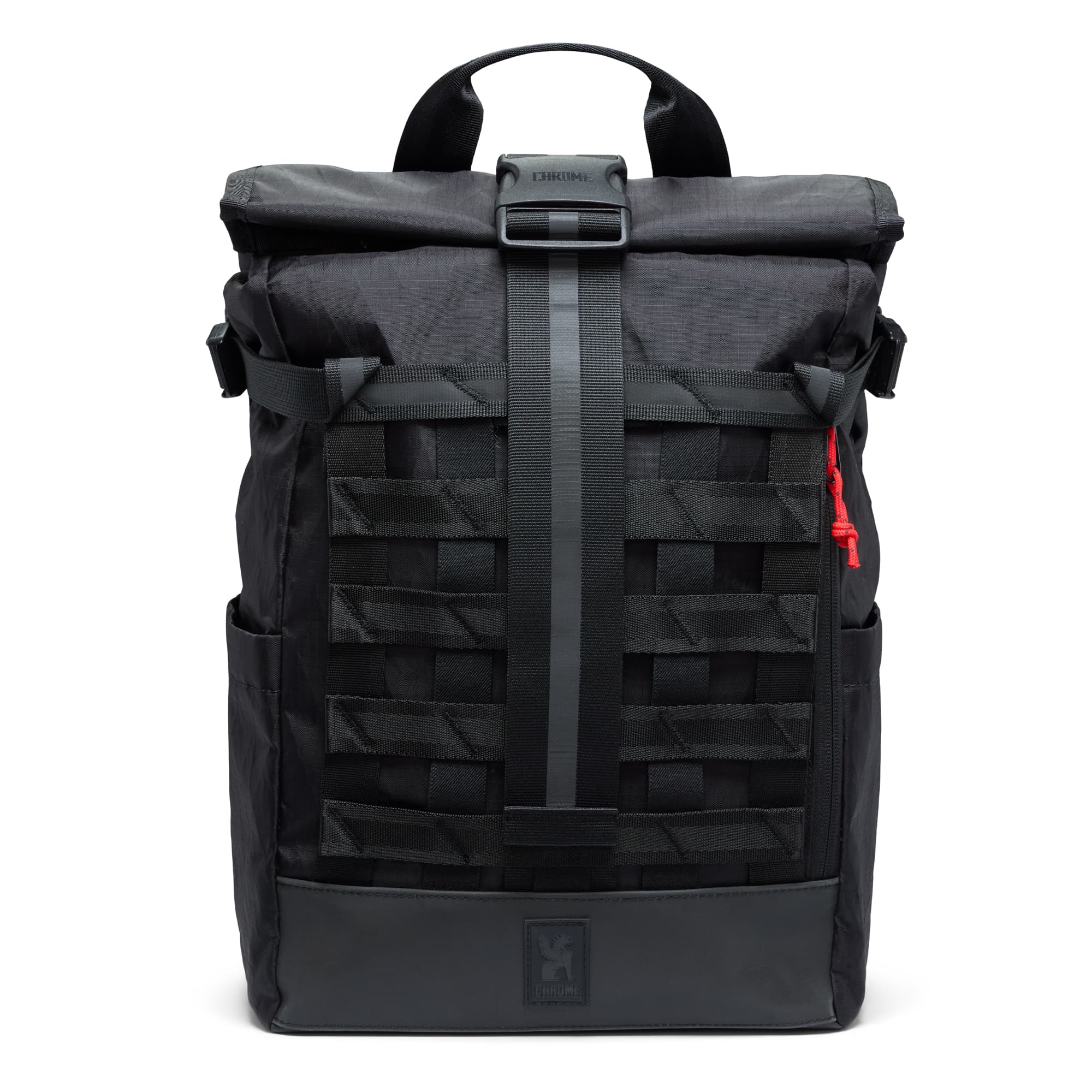 Full front of the Barrage 18L in the reflective black color #color_black xrf