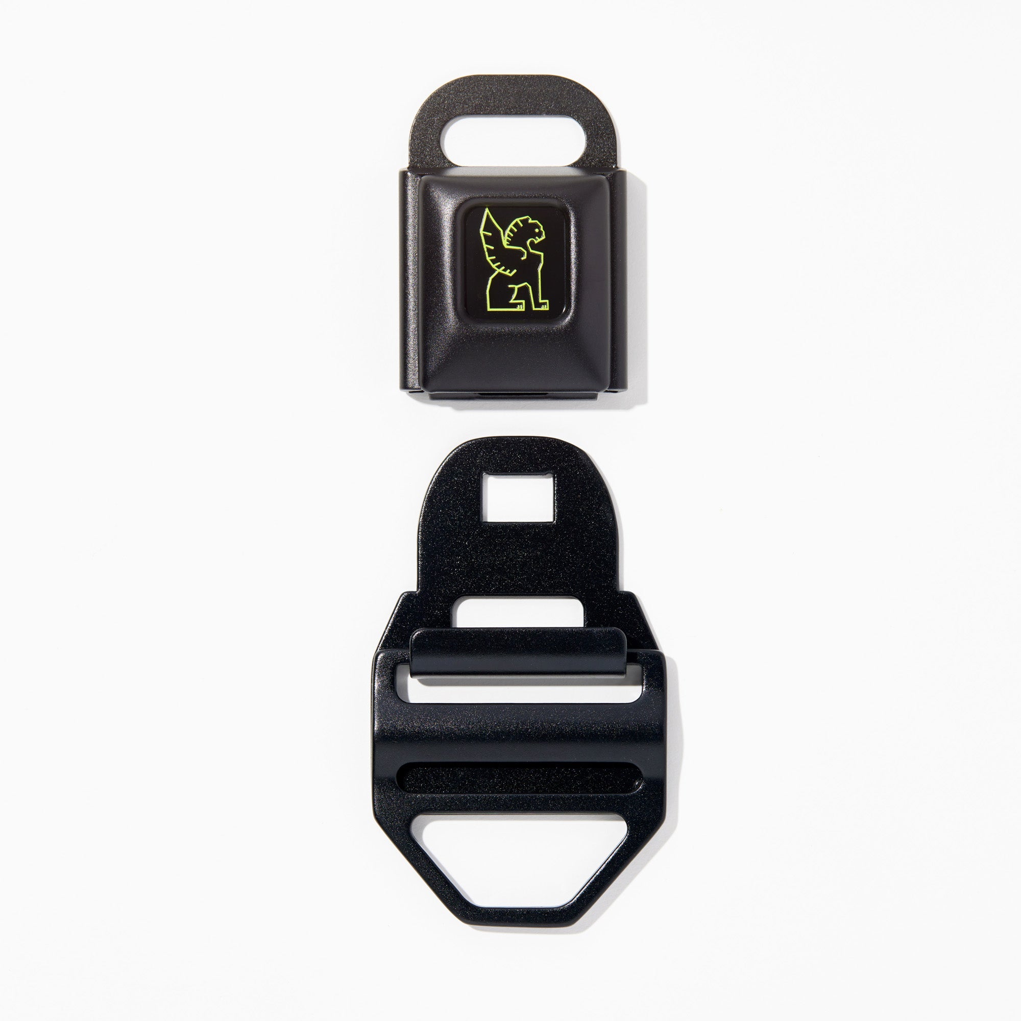 Chrome iconic buckle LG in chrome green un-clasped #color_green