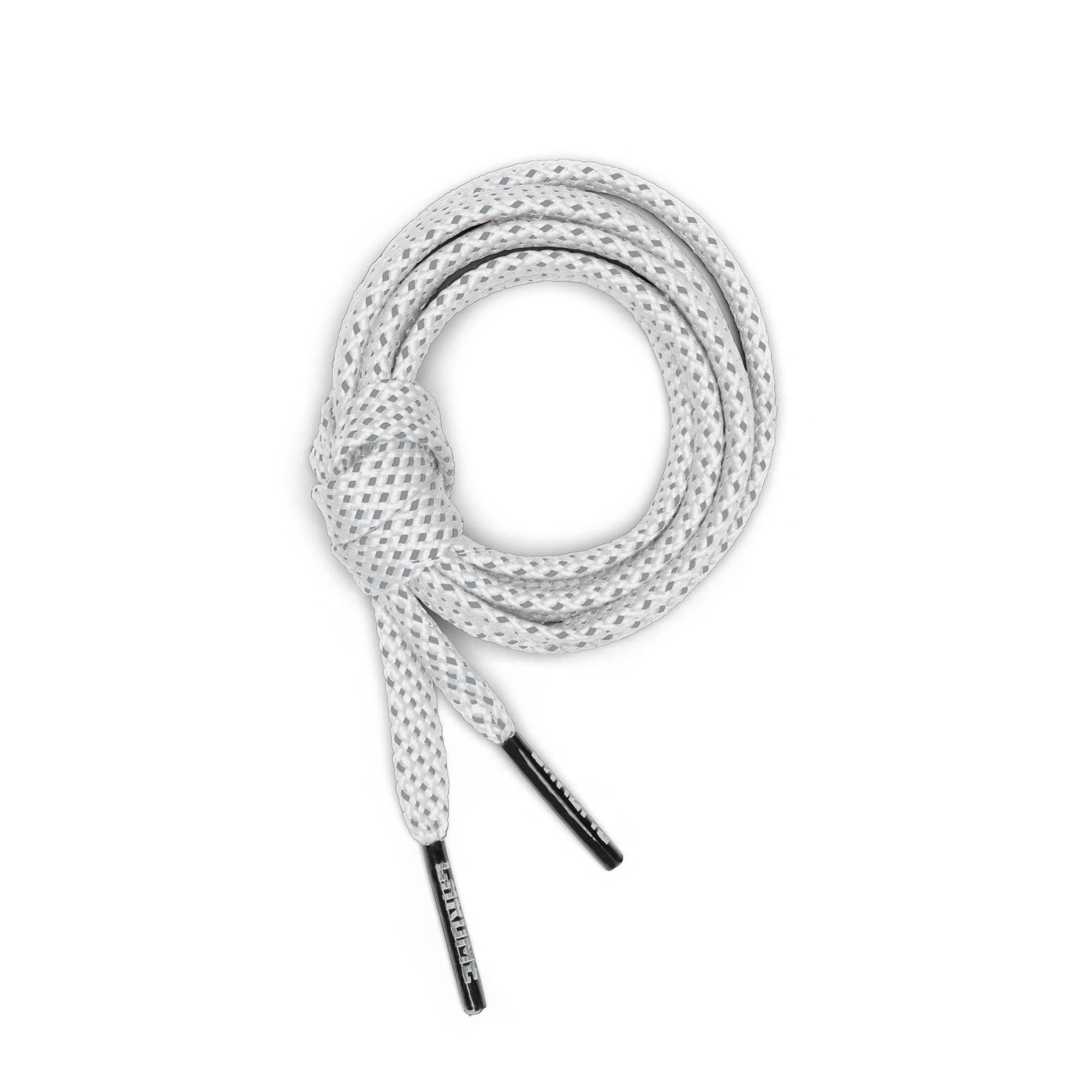 Reflective Flat Shoe Laces in white rolled up #color_white reflective