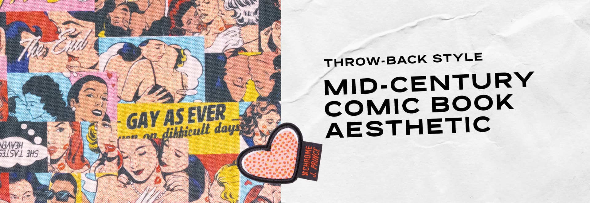 An example of the liner of the Chrome x J. Prince Pride Collection bags with a comic throw-back style.