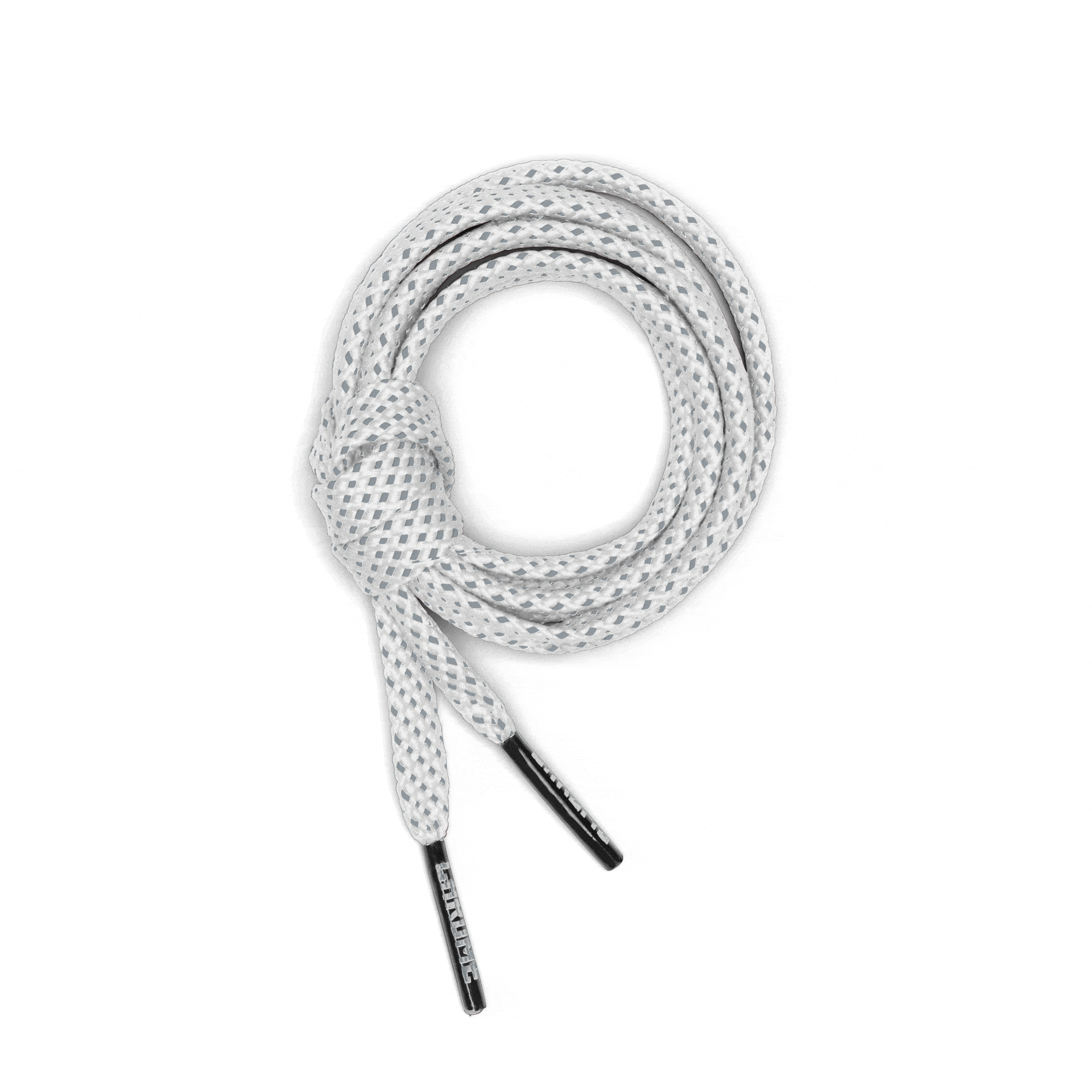 Reflective Flat Shoe Laces in white showing reflectivity #color_white reflective